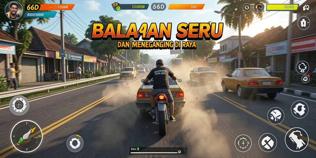 Screenshot 66D menampilkan momen balapan yang menegangkan dan mobil yang mengesankan.