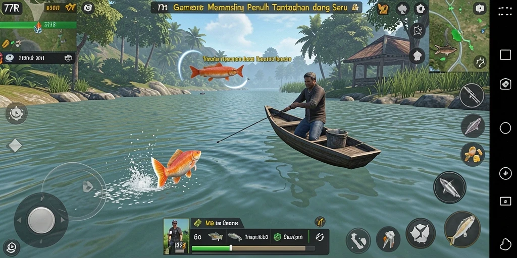 Gameplay seru di 77RP saat menangkap ikan besar.