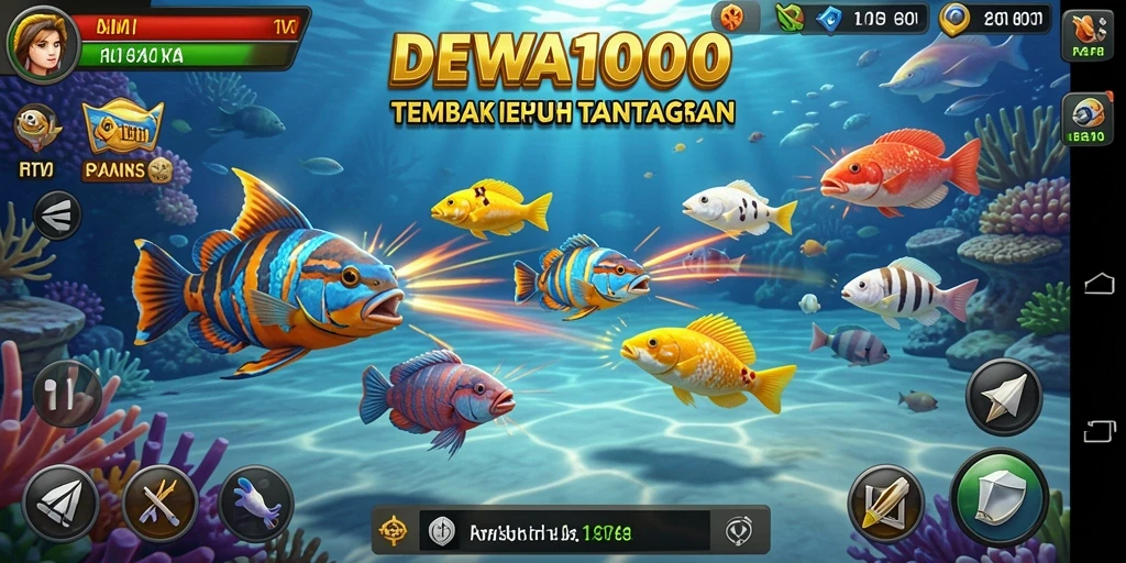 Tampilan gameplay seru DEWA1000 dengan aksi menembak ikan.