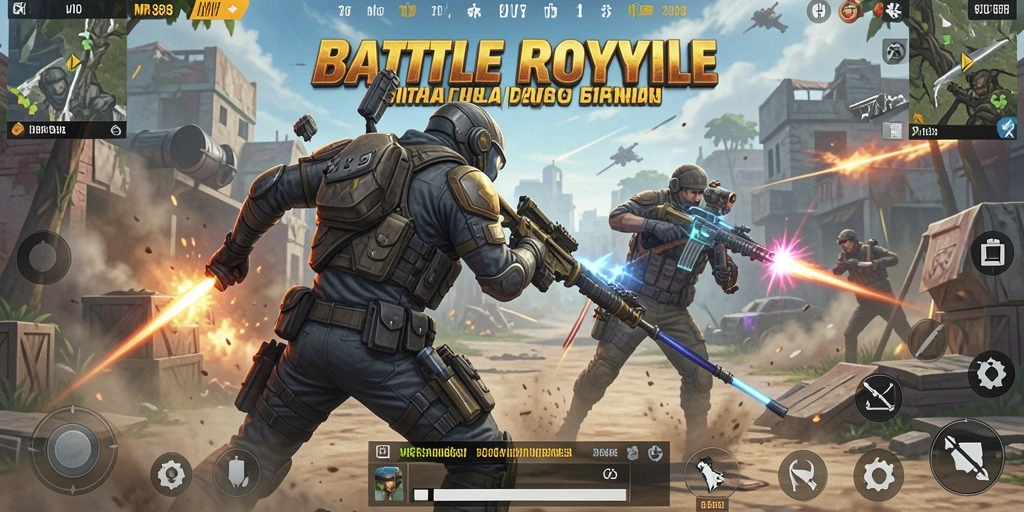 Screenshot gameplay menegangkan dalam pertarungan Battle Royale MR888.