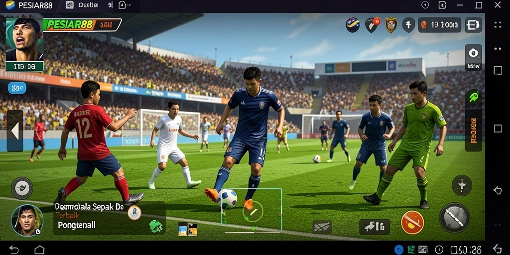 Tampilan gameplay PESIAR88 dengan aksi sepak bola yang mendebarkan.