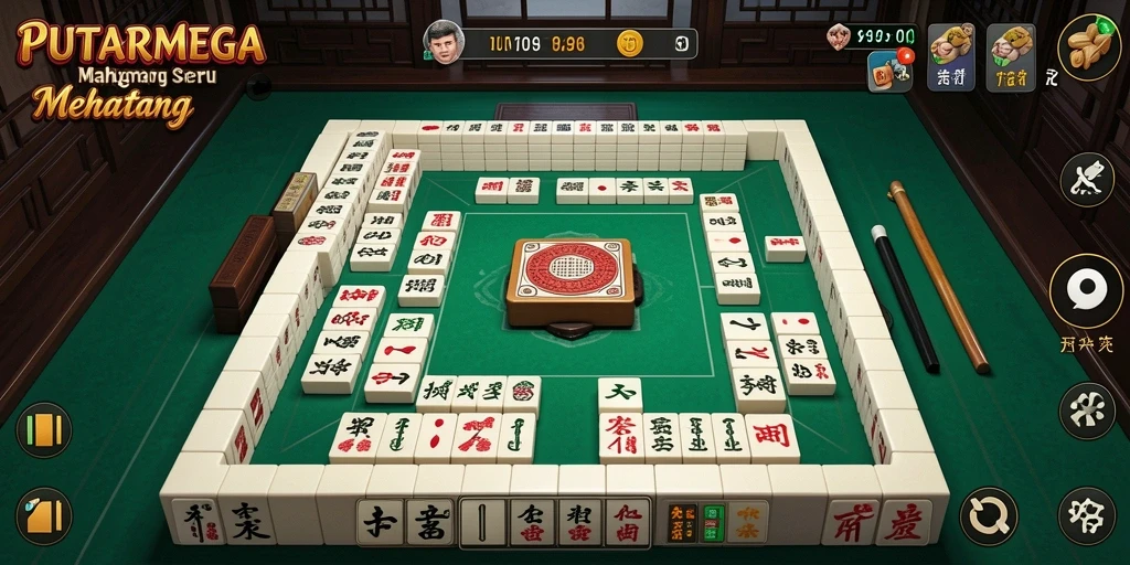 Screenshot PUTARMEGA menampilkan gameplay Mahjong yang menarik dan seru.