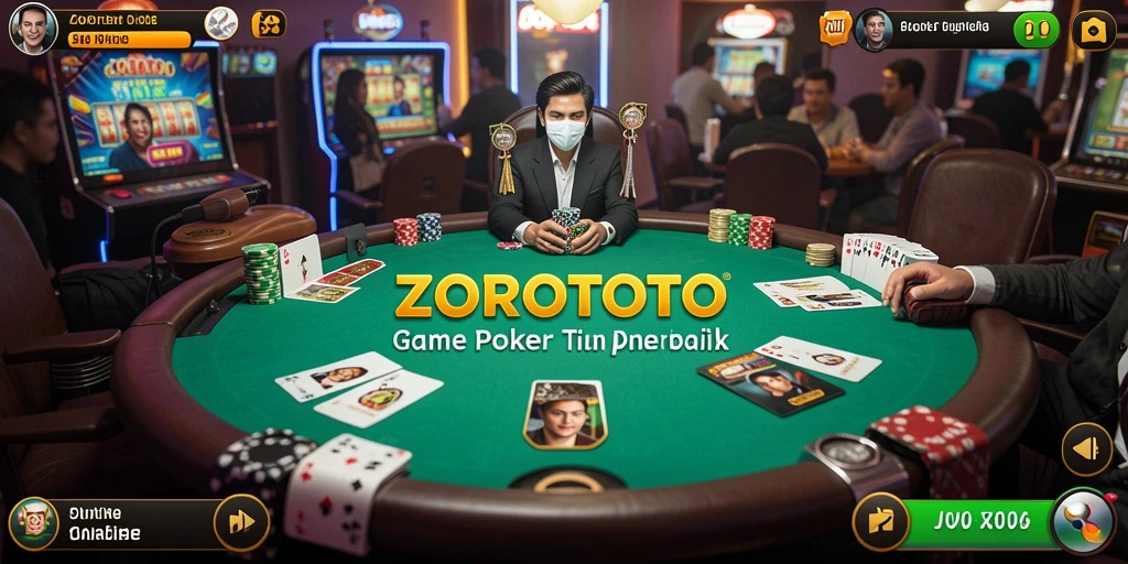 Screenshot utama ZOROTOTO menampilkan aksi seru permainan Poker.